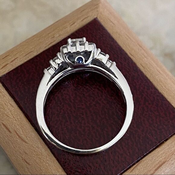 14K Diamond 1.08 Carats Princess Cut Halo Style Engagement Ring - NEW - Picture 6 of 10